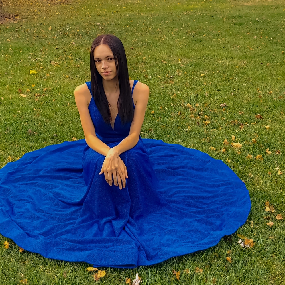 Glitter Blue Prom Dress